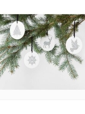 Hearth and Hand Magnolia White Ornaments Set of 4 New